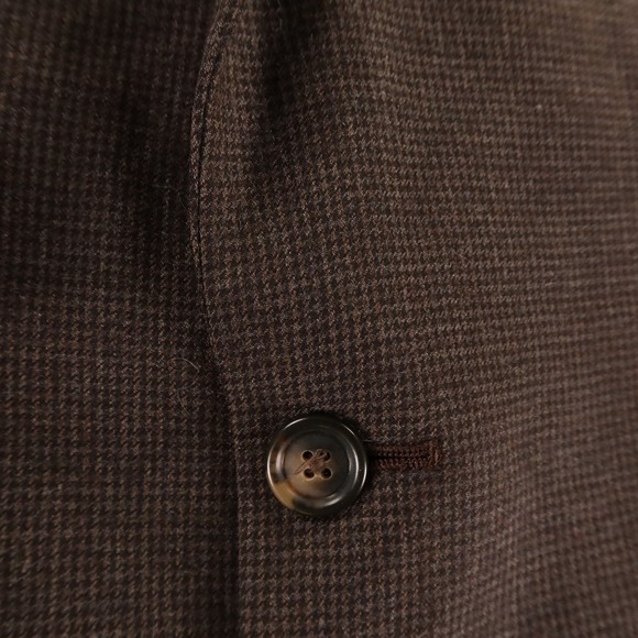 Jos A Bank Jacket M 40R Brown Houndstooth 100% Wool Cashmere Blazer Sport Coat - Picture 5 of 16